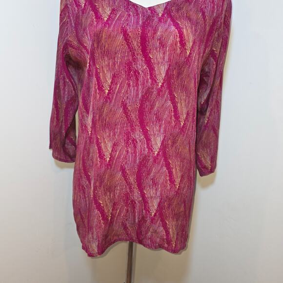 Scully Burgundy Artsy Tunic Top Women's Size S Long Sleeve Forest Fairy Western - Picture 4 of 9